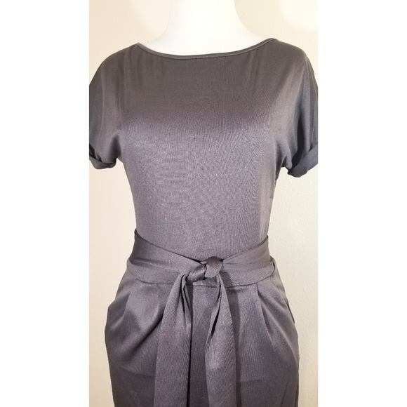 Gray Short Sleeve Midi Dress - Picture 6 of 7